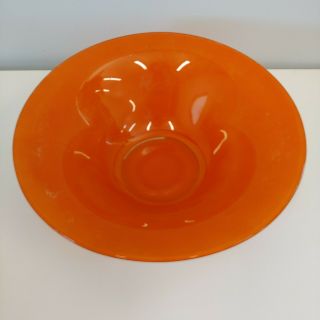 Pair (2) Mid Century Modern Orange Glass Serving Bowls 9.  75 "