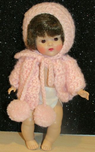 Rare Htf Vintage Vogue Ginny Crib Crowd Doll W/painted Lashes 1940s Brunette 7 "