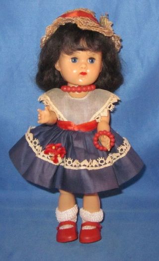 Vintage 1950s Vogue Ginny 7.  5 " Bkw Doll In " Medford Vogue " Tagged Outfit