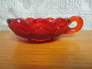 Vintage Fostoria Coin Glass Ruby Red Candy Nut Dish With Handle Euc