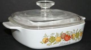Vtg Corning Ware 6x6x2 Spice Of Life A - 1 - B 1 Quart Covered Casserole Pyrex Lid