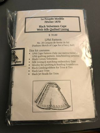 Paris Papers La Poupee Modele Kit For Quilted Cape For French Fashion Doll