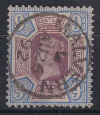 Malvern Au 26 1892 Cds On 9d Purple And Blue,  Sg 209;good,  Reverse Per Scans