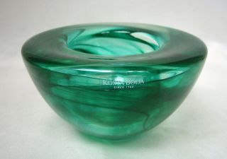 Kosta Boda Anna Ehrner Atol Green Swirl Art Glass Atoll Votive Candle Holder