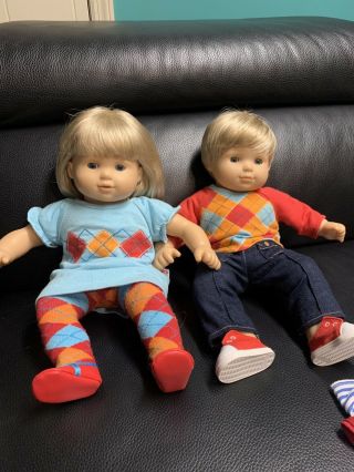 American Girl Bitty Baby Twins Dolls Blonde Hair Blue Eyes Boy & Girl Retired