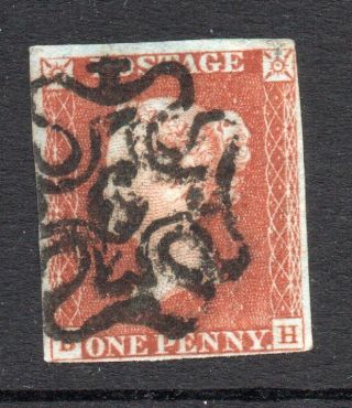 S.  G.  8 ;one Penny Red With Number " 6 " In Maltese Cross,  Lettered,  B.  H.