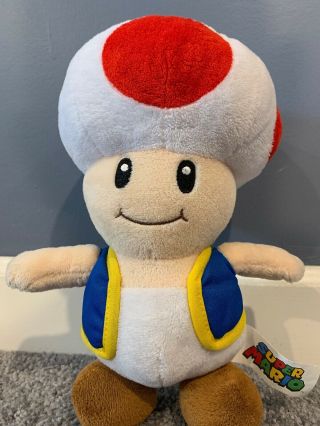 10 " Nintendo Official Mario Toad Plush Stuffed Toy Authentic Licensed Nwt