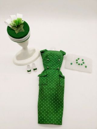 Vintage Barbie Green Polka Dot Sheath Dress Very Rare Near