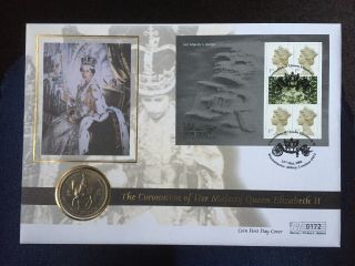 2000 Coronation Of Queen Elizabeth Ii Five Shillings Coin First Day Cover