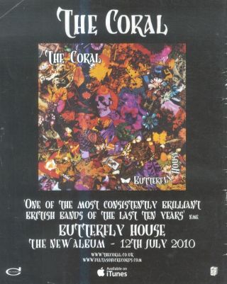 (nmem8) Advert/poster 11x9 " The Coral - Butterfly House - Album - July 2010