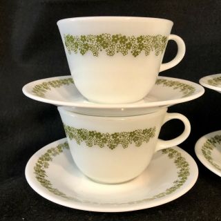 4 Corelle Coffee Tea Cups and Saucers Corning Spring Blossom Crazy Daisy 2