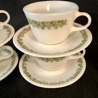 4 Corelle Coffee Tea Cups and Saucers Corning Spring Blossom Crazy Daisy 3