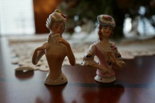 2 - Antique Half Dolls Porcelain Germany 3.  5 " 14284 & 1724 Marking