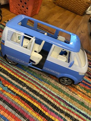 Vintage 2002 Mattel Barbie Blue Vw Volkswagon Bus/van/camper Broken,  Rare