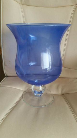 Vintage Large Light Blue Glass Vase Made In Poland 2 Kilo In Weight 15ins High