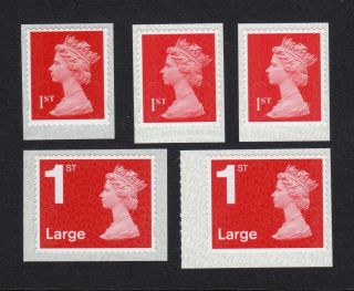Oct 2016 M16l Dark Red Set Of 5v Machin Single Stamps 1st And 1st Large