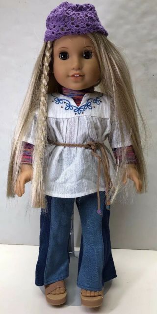 18” American Girl Doll Adorable Blonde Julie Albright With Meet Hat And Outfit
