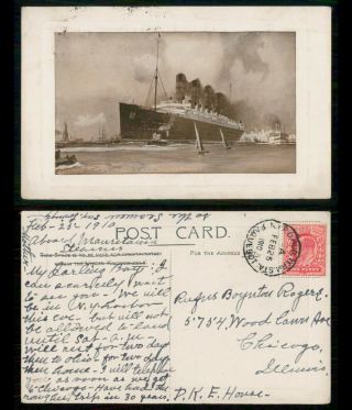 Great Britain 1910 Paquebot Cunard Rms Lusitania & Mauretania Ships Postcard