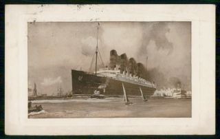 Great Britain 1910 Paquebot Cunard RMS Lusitania & Mauretania Ships Postcard 2