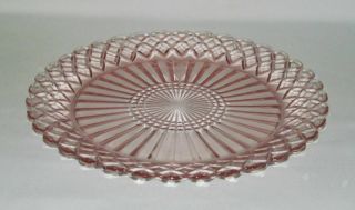 Anchor Hocking Glass Co.  Waterford " Waffle " Pink Dinner Plate