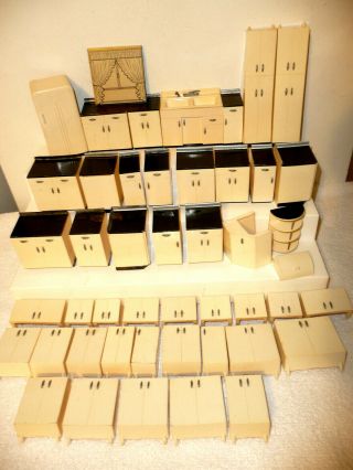 Rare Vtg Youngstown Kitchens Mullins Dollhouse Furniture Salesman Samples 48 Pc