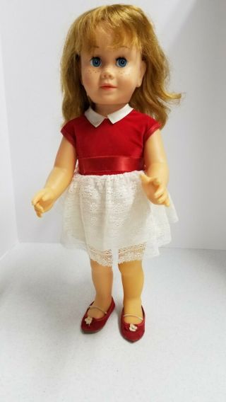Vintage Mattel Chatty Cathy Doll Wearing Dress,  Panties And Shoes.