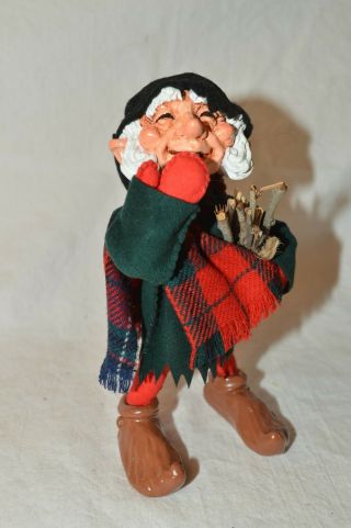 Vintage 1985 Simpich Character Elf Doll Woody Stick Firewood Scarf Handmade