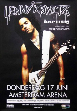 Lenny Kravitz 2004 The Baptism Tour Amsterdam Concert Poster