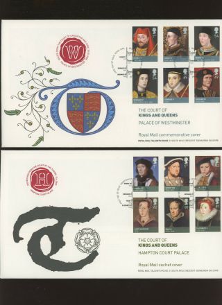 2008 - 2012 The Court Of Kings And Queens Royal Mail Cachet Fdcs X 5 Different