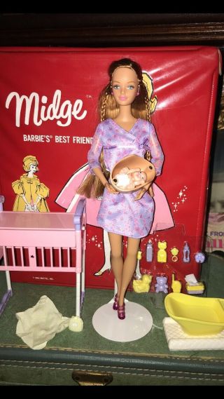 2002 Happy Family Pregnant Midge Doll With Baby And Accessories