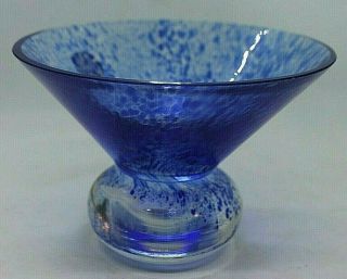 Block Crystal Mouth Blown Art Glass Footed Bowl Made In Poland