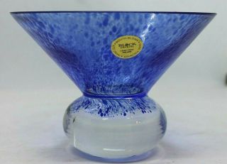 Block Crystal Mouth Blown Art Glass Footed Bowl Made in Poland 2