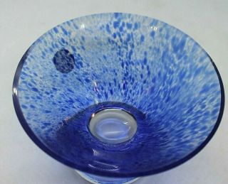 Block Crystal Mouth Blown Art Glass Footed Bowl Made in Poland 3