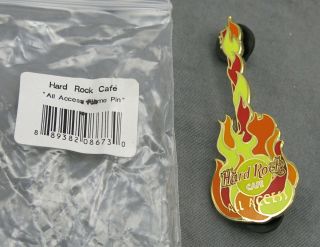 Hard Rock Cafe Pin Flames Guitar All Access Promotional Pin - Out Of Print