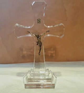 Towle Crystal Crucifix Depicting Christ On The Cross With Inri Inscription 8”