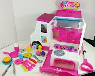 Barbie Food Truck Lights And Sounds Food Truck W/ 28 Accessories Hard To Find