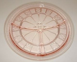 Jeanette Co Pink Doric Depression Glass Grill Plate 3 Section 1930 