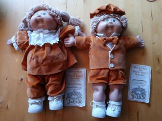 1985 Cabbage Patch Kids Twins W/birth Certificate (garth And Marjorie)