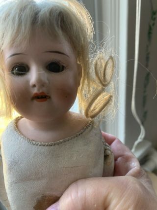 Vtg German Bisque Doll Marked Pb In Star Schoenau Hoffmeister.  Leather Body 12”