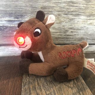 Rudolph Red - Nosed Reindeer 4 " Plush Dan Dee Christmas Music Song Nose Lights Up