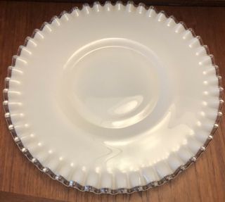 Fenton Silvercrest White Milk Glass 11 - 3/4” Serving Cake Plate Platter