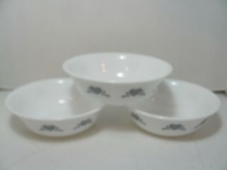 Corelle By Corning Blue Hearts Set Of 3 Cereal Bowls