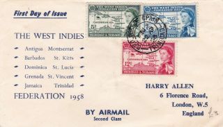 22/4/1958 Trinidad & Tobago Fdc - The West Indies Federation 1958