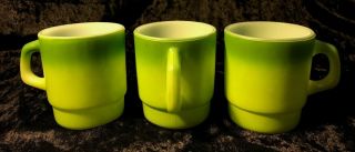 Vintage Anchor Hocking Fire King Avocado Green Coffee Mugs Set of 3 Great Condit 2