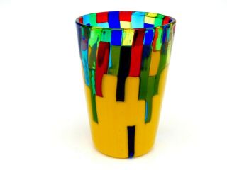 Signed Murano Ballarin Art Glass Pezzato Mazzega Multi Purpose Vase