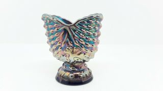 Joe St.  Clair Blue Carnival Glass Toothpick Holder Shell Corrral