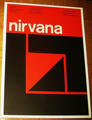 Nirvana Rock Concert Poster Swiss Punk Graphic Pop Art Community World Cobain