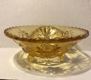 Early American Prescut Gold Light Amber Small Footed Bowl Eapc Anchor Hocking