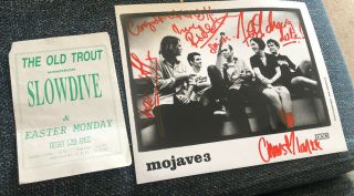 Mojave 3 & Slowdive Fully Autographed 4ad Photo & Early Flyer 1995