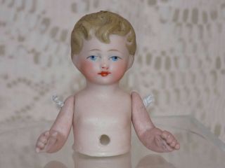 Antique German Hertwig Half doll Boy Arms Away 2
